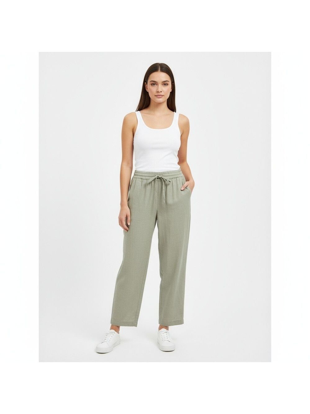 32 Degree Cool Olive Green Drawstring Pants Women’s Small Elastic Waist Pockets